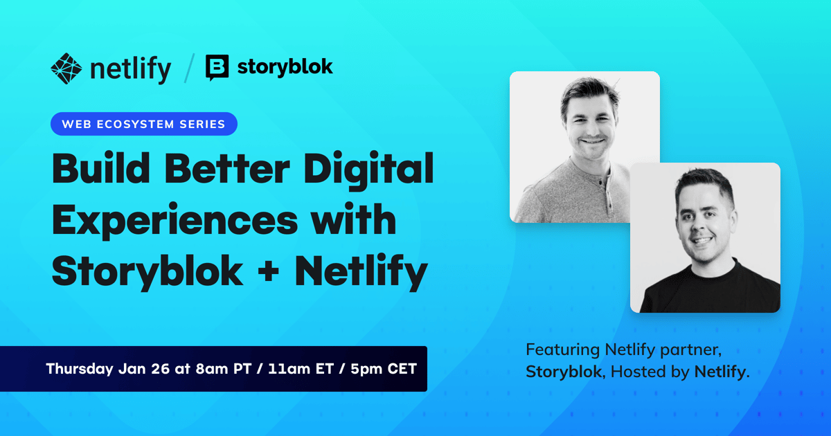 netlify|storyblok webinar promo